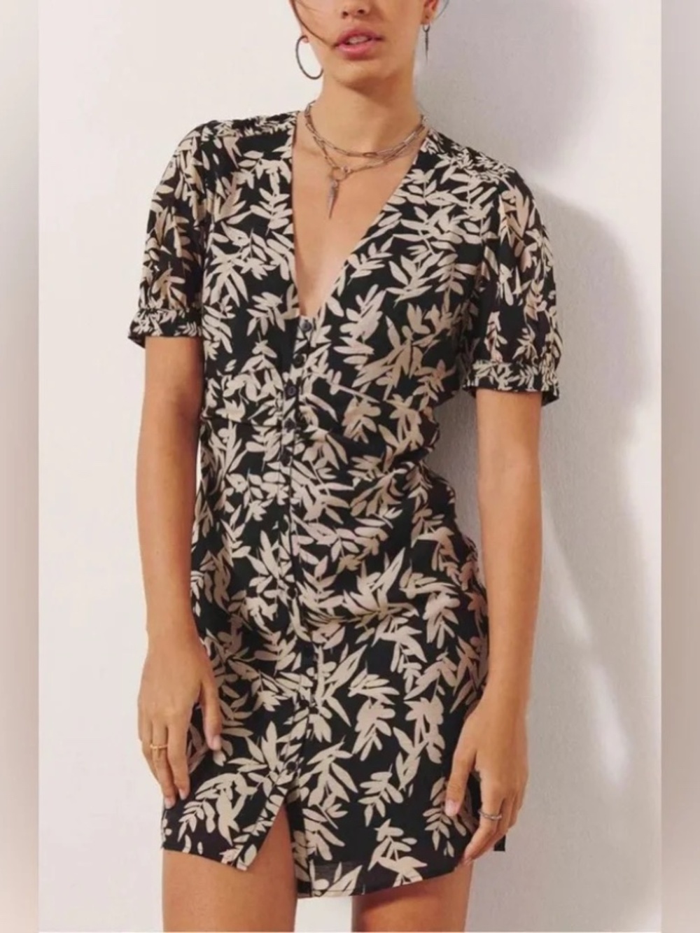 Ba&sh Cute Black and Cream Mini Dress